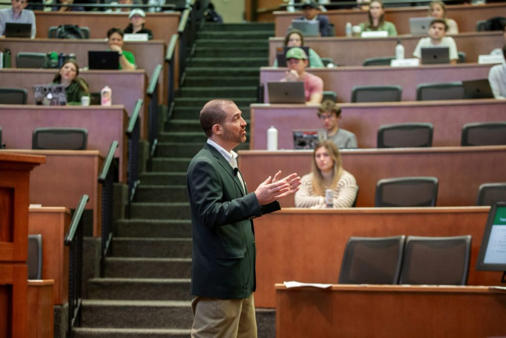 Andy Hagans speaks at the University of Notre Dame